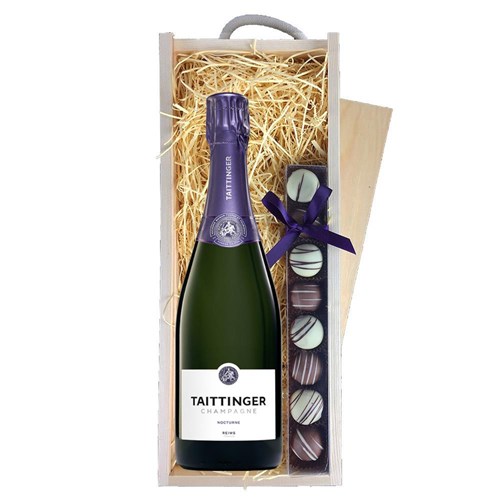 Taittinger Nocturne NV Champagne, 75cl & Truffles, Wooden Box